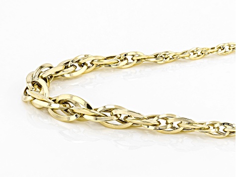 10K Yellow Gold 7.65MM-3.48MM Graduated Interlock Oval Chain 17 Inch Necklace