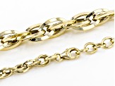 10K Yellow Gold 7.65MM-3.48MM Graduated Interlock Oval Chain 17 Inch Necklace