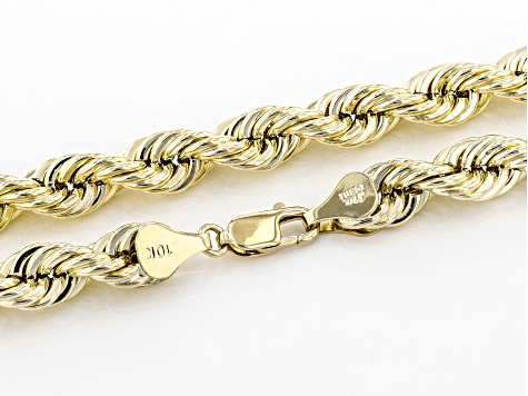 10K Yellow Gold 6.9MM Rope Chain 24 Inch Necklace
