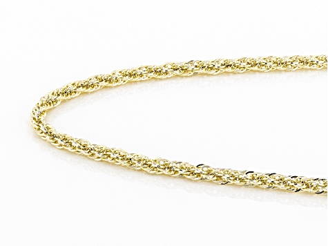 10K Yellow Polished Gold 3MM Rope Chain 18 Inch Necklace