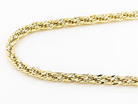 10K Yellow Polished Gold 3MM Rope Chain 20 Inch Necklace