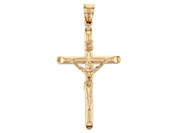 Picture of 14K Yellow Gold Polished Tube Crucifix Pendant