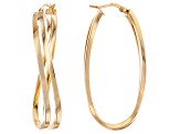 14K Yellow Gold Polished Double Curve Hoop Earrings