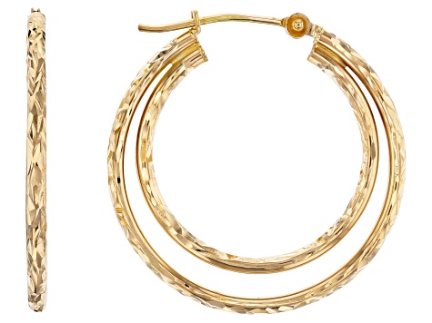 Gold Double Cut Out Medium Hoop Earrings