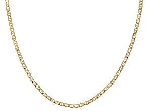 10k Yellow Gold Semi-Solid 2.5mm Mariner Chain 20 inch Necklace