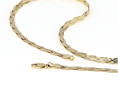 24" 10K Yellow Solid Gold High Polish Silk Herringbone Chain Necklace 3mm 16'' 