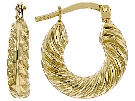 10K Gold Filled Textured Hoop Earrings