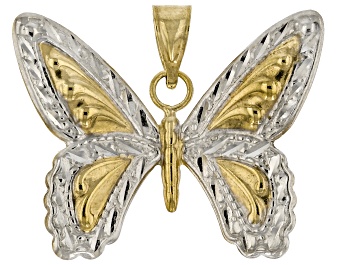 Picture of Rhodium Over 10K Gold Filled Textured Butterfly Pendant