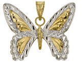 Rhodium Over 10K Gold Filled Textured Butterfly Pendant
