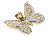 Rhodium Over 10K Gold Filled Textured Butterfly Pendant