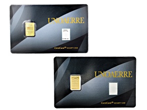 24k Yellow Gold 1g Classic Ingot, 24k Yellow Gold 1g Reversible U.S.A Flag/Eagle Ingot Blister Set