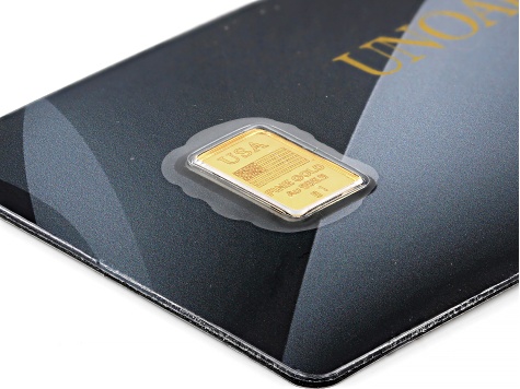24k Yellow Gold 1g Classic Ingot, 24k Yellow Gold 1g Reversible U.S.A Flag/Eagle Ingot Blister Set