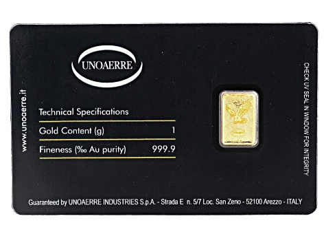 24k Yellow Gold 1g Classic Ingot, 24k Yellow Gold 1g Reversible U.S.A Flag/Eagle Ingot Blister Set