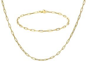14k Yellow Gold 2.8mm Paperclip 20" Necklace & 2.8mm Paperclip 7.5" Bracelet Set