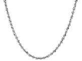 10k White Gold 2.05mm Silk Rope 18 Inch Chain With 10k White Gold Magnetic Clasp
