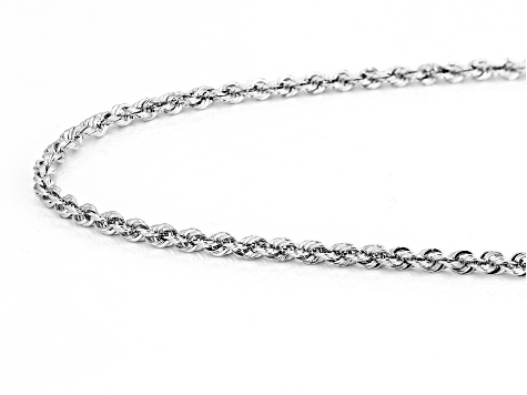 10k White Gold 2.05mm Silk Rope 18 Inch Chain With 10k White Gold Magnetic Clasp