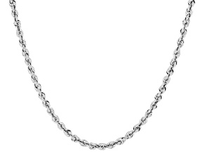 10k White Gold 2.05mm Silk Rope 20 Inch Chain With 10k White Gold Magnetic Clasp