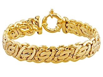 18k Yellow Gold Over Bronze Flat Byzantine Link Bracelet