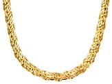 18k Yellow Gold Over Bronze Flat Byzantine Link Necklace 18 inch 13.5mm