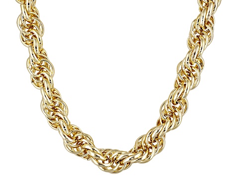 18K Yellow Gold Over Bronze Soft Rope Link 24 Inch Chain