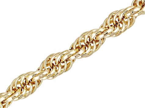 18K Yellow Gold Over Bronze Soft Rope Link 24 Inch Chain