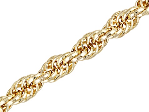 18K Yellow Gold Over Bronze Soft Rope Link 24 Inch Chain - BEC181