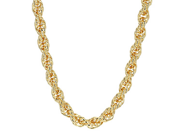 18k Yellow Gold Over Bronze Soft Rope Link Necklace 20 inch
