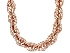 18K Rose Gold Over Bronze Soft Rope Link 24 Inch Chain