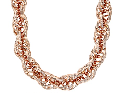 18K Rose Gold Over Bronze Soft Rope Link 20 Inch Chain