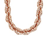 18K Rose Gold Over Bronze Soft Rope Link 20 Inch Chain