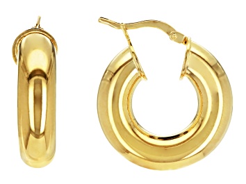 Picture of 18k Yellow Gold Over Bronze Tube Hoop Earrings