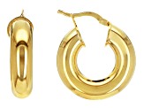 18k Yellow Gold Over Bronze Tube Hoop Earrings