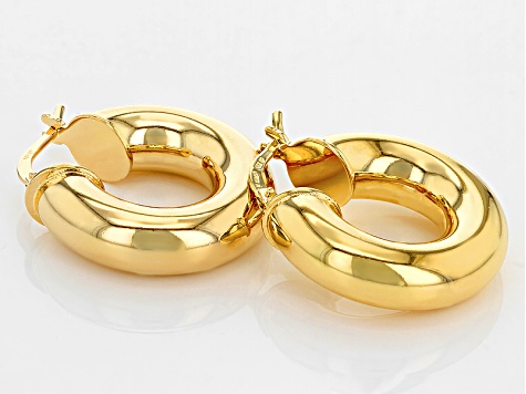 18k Yellow Gold Over Bronze Tube Hoop Earrings - BEC223 | JTV.com