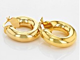 18k Yellow Gold Over Bronze Tube Hoop Earrings