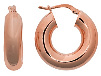 18k Rose Gold Over Bronze Hoop Earrings