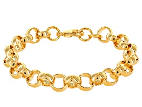 18k Yellow Gold Over Bronze Rolo Link Bracelet 8 inch