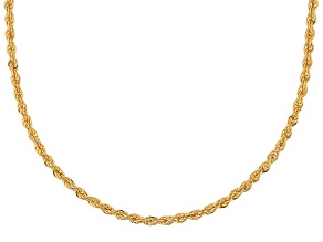 18k Yellow Gold Over Bronze Rope Link Chain Necklace 20 inch 3mm