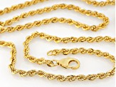 18k Yellow Gold Over Bronze Rope Link Chain Necklace 20 inch 3mm