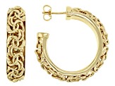 18k Yellow Gold Over Bronze Byzantine Necklace And Hoop Earring Set