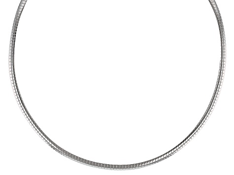 Rhodium Over Bronze Omega Necklace 18 inch 4mm