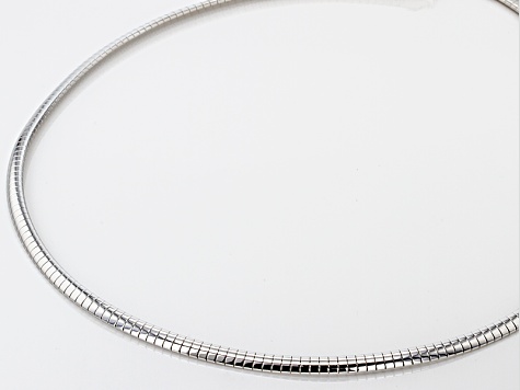 Rhodium Over Bronze Omega Necklace 18 inch 4mm