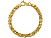 18k Yellow Gold Over Bronze Flat Byzantine Link Bracelet 7.5 inch