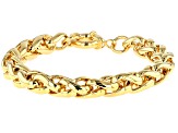 18k Yellow Gold Over Bronze Wheat Link Bracelet 7.75 inch