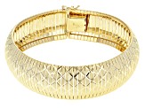 18k Yellow Gold Over Bronze Diamond Cut Flex Bangle 8 inch