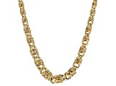 18k Yellow Gold Over & Rhodium Over Bronze Hollow Byzantine Necklace