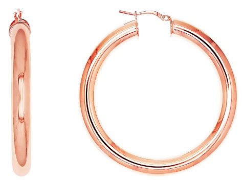 Moda Al Massimo® 18k Rose Gold Over Bronze 51mm X 6mm Polished Hoop Earrings