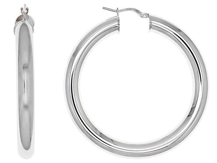 Moda Al Massimo® Platinum Over Bronze 51mm X 6mm Polished Hoop Earrings