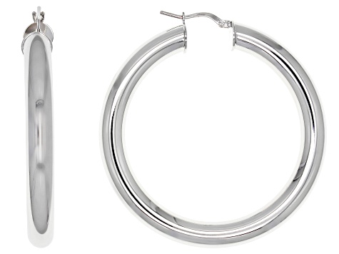 Moda Al Massimo® Rhodium Over Bronze 51mm X 6mm Polished Hoop Earrings
