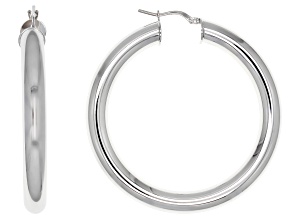 Moda Al Massimo® Rhodium Over Bronze 51mm X 6mm Polished Hoop Earrings