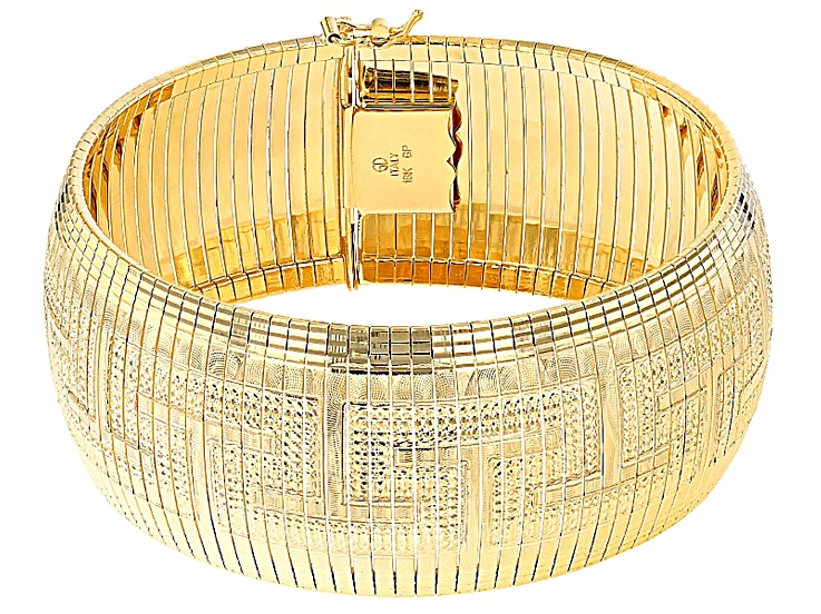18k Yellow Gold Over Bronze Omega Link Bracelet 7.5 inch - BEC760Y
